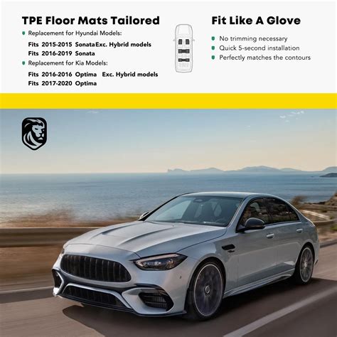 4x Front & Rear Black Floor Mats Liners for Hyundai Sonata 2015-2019 ...