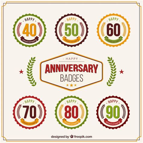 Collection de badges plat anniversaire | Vecteur Gratuite