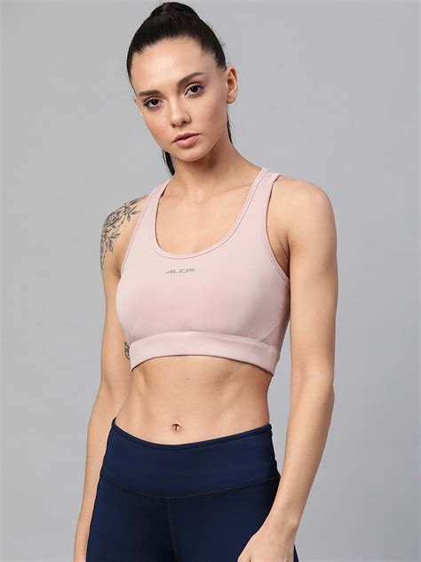 Alcis Mauve Solid Non-Wired Medium Support Non Padded Sports Bra ...