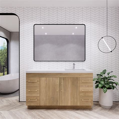 Elsa 60” Freestanding Vanity With Royal White Reinforced Acrylic Single ...