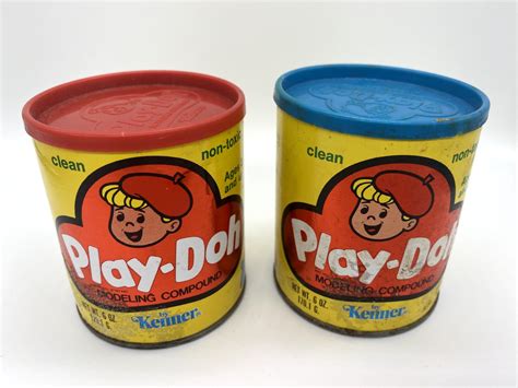 Vintage 1978 Play-Doh Cans Kenner Red Blue Cardboard Containers Retro ...