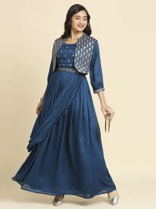Madhuram Women Embroidered Gown Kurta - Buy Madhuram Women Embroidered ...