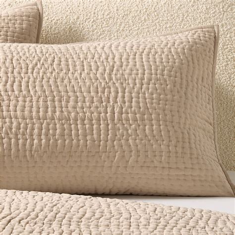Stitched Organic Cotton Sateen Taupe King Pillow Shams Set of 2 ...
