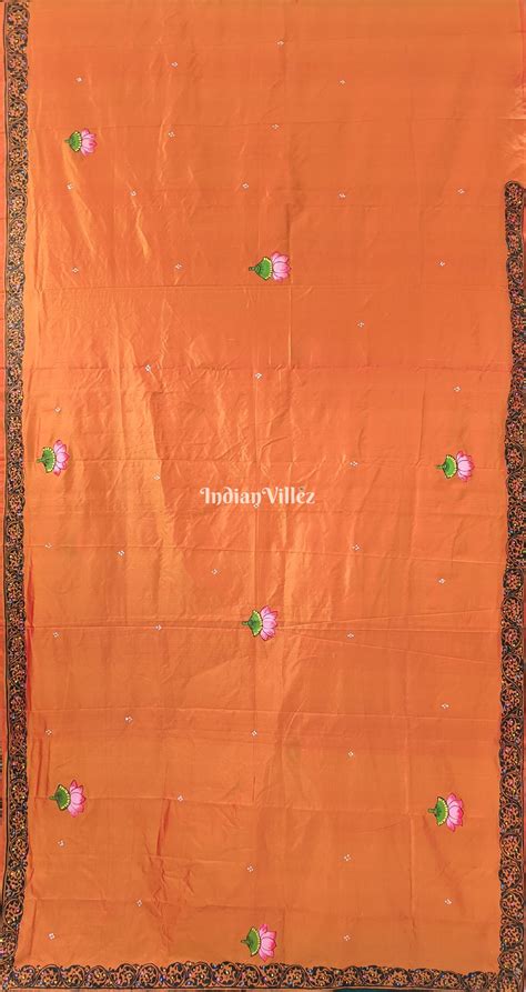 Orange Rama Green Doli Barat Design Pattachitra Saree – IndianVillèz