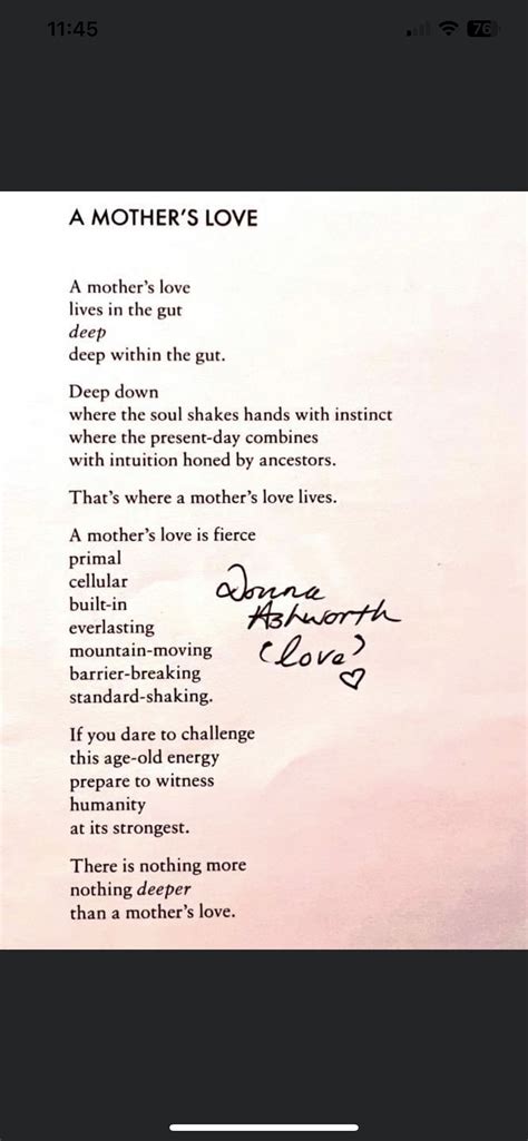 A Mother's Love Poem in Cursive Writing