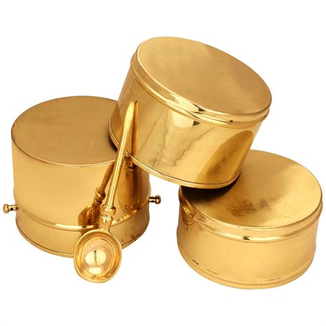 Vintage Style 3 Tier Brass Tiffin/Lunch Box with Inner Tin Lining and ...