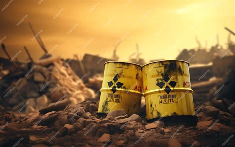 Radioactive storage tanks with a warning for chemical | Premium AI ...