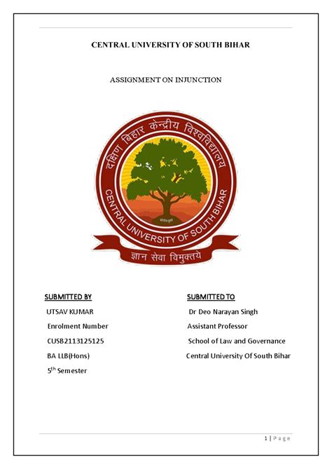 Utsav 125 CPC - Cpc - ASSIGNMENT ON INJUNCTION SUBMITTED BY SUBMITTED ...