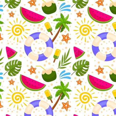 Motif de l'été dessiné à la main | Vecteur Gratuite