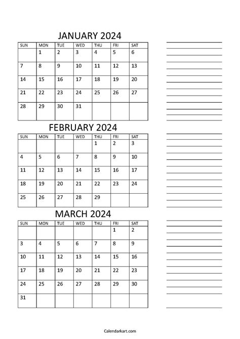 Free Printable Calendar 2024 3 Month Calendar | Printable Calendar