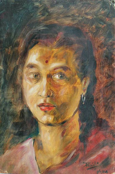portrait of indian girl oil color on oil paper – Gallerist.in