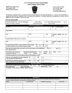 Fillable Online cityof radcliff City of radcliff police department ...