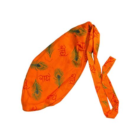 Pujahome Radhe Printed Jaap Bag in Orange Color for Prayer Beads Gomuk