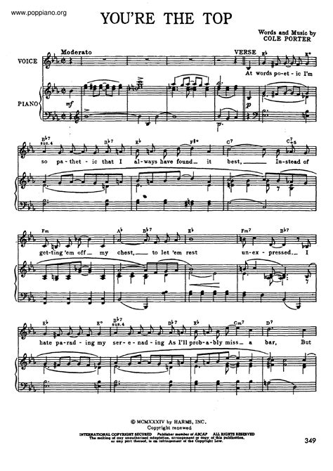 Cole Porter-You're The Top Sheet Music pdf, - Free Score Download ★