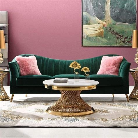 Sofa in emerald green velvet gold leg – Artofit