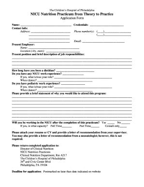 Fillable Online chop chop nicu nutrition practicum form Fax Email Print ...