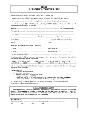Fillable Online BBRCC MEMBERSHIP APPLICATION FORM Fax Email Print ...