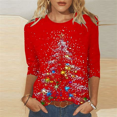 pstuiky Christmas Tops for Women,Merry Christmas Shirt for Women 3/4 ...