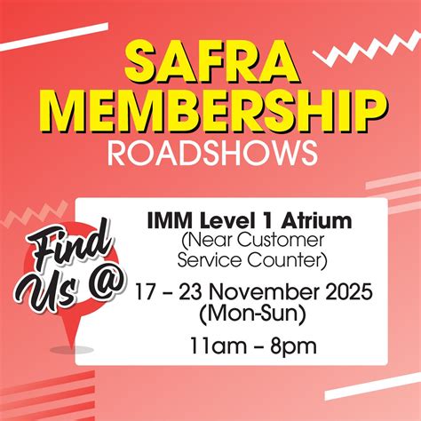 SAFRA Membership Roadshow @ IMM Level 1 Atrium, IMM Shopping Mall ...