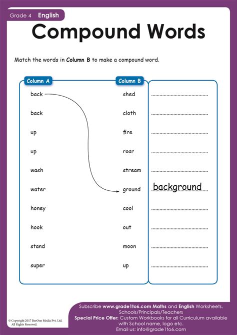 Compound Word Worksheet 的图像结果