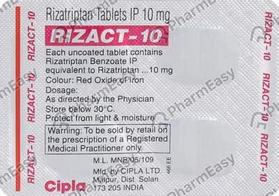 Rizact 10 MG Tablet (4): Uses, Side Effects, Price & Dosage | PharmEasy