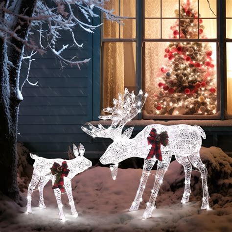 Ktaxon 2-Piece Lighted Christmas Deer Family, 200 LED Lights, Outdoor ...