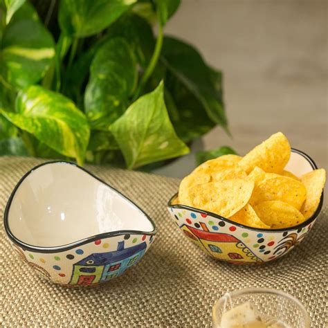 Buy ExclusiveLane Hut Handpainted Ceramic Hut Serving Bowl Set for ...
