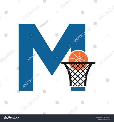 Basketball Logo Combine Letter M Vector Stock Vector (Royalty Free ...