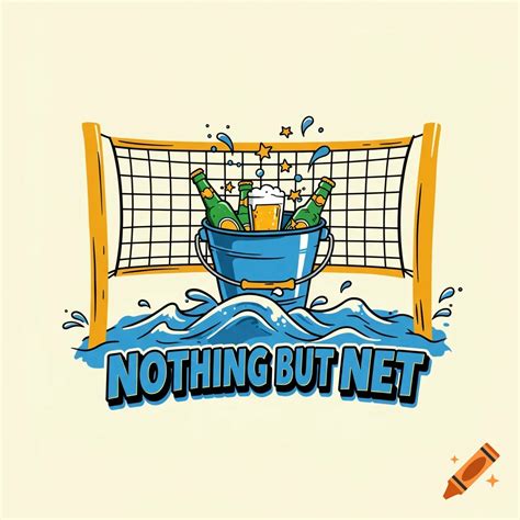 Nothing But Net beach volleyball team logo with beer bucket on Craiyon