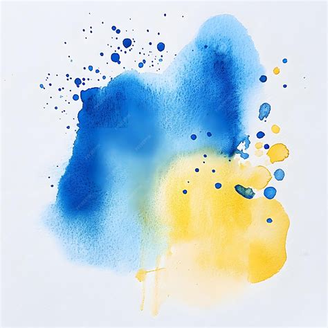 A painting of a blue and yellow splash of paint with a blue and yellow ...