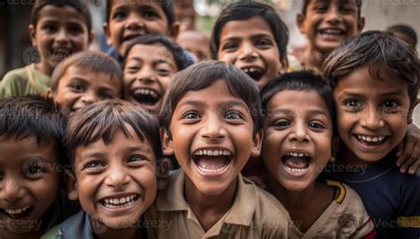 A large group of playful school children smiling generated by AI ...