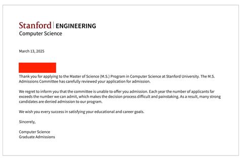 Stanford Acceptance Letter Template