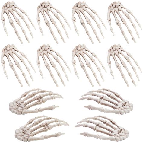 Uratot 12 Pieces Halloween Realistic Life Size Skeleton Hands Plastic ...