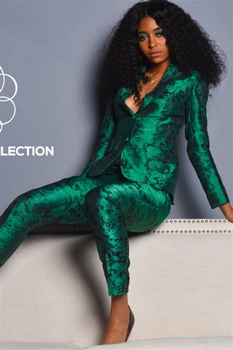 Emerald Green Jacquard Womens Suit | Green suit women, Emerald green ...