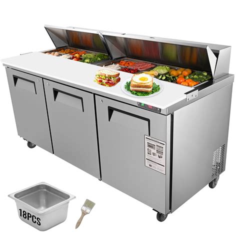 VEVOR Commercial refrigerator, 72-inch sandwich and salad prep table ...