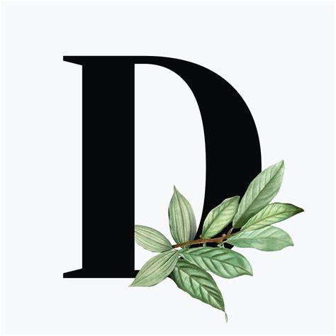 Botanical Capital Letter D Font Design