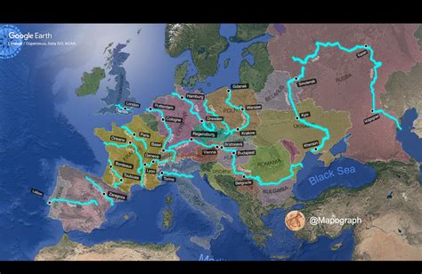 River Map Of Europe The Studiotour.com Universal Studios Hollywood