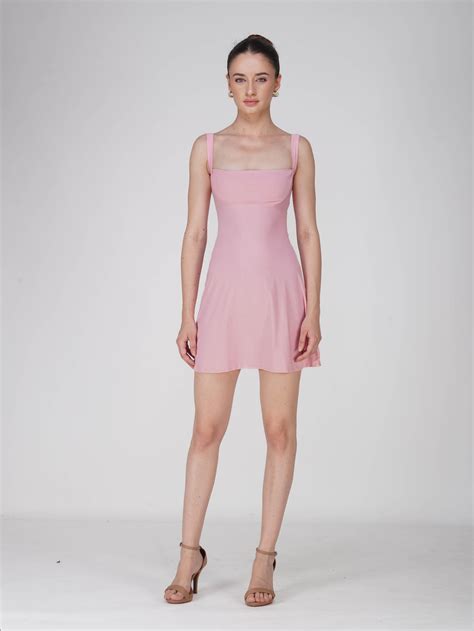 Pink Square Neck Dress - Shade Dress (Flamingo)