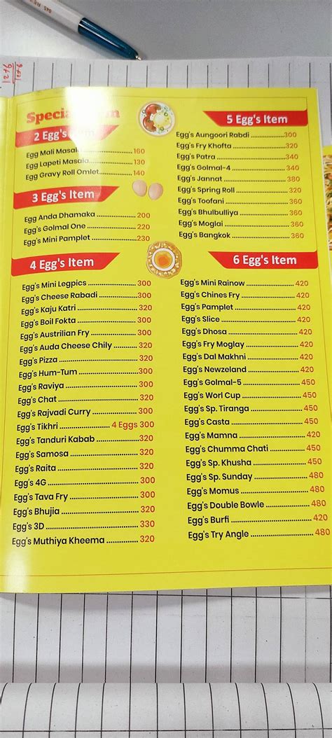 Menu at The Eggsy Corner, Ahmedabad