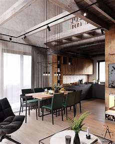 Industrial Style by Warm Industrial Style House With Layout Industrial Style