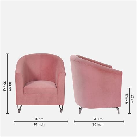 Roisin Velvet Fabric Round Armchair in Pink colour | Evok.in