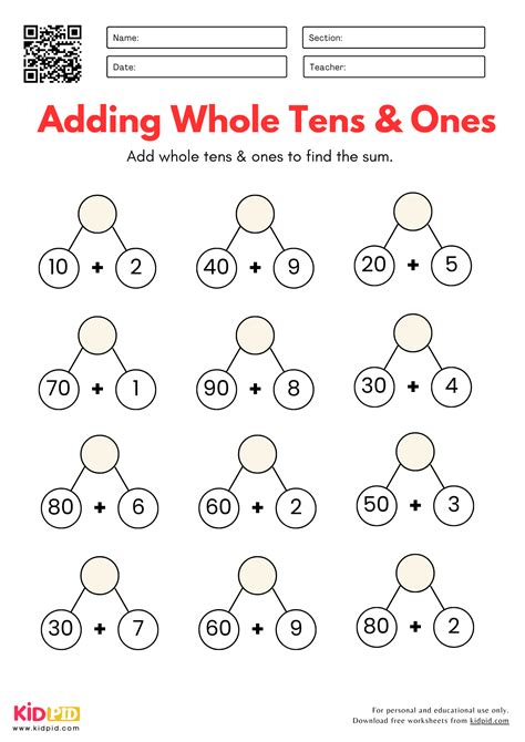 Tens And Ones Place Value Worksheet Combining Tens And Ones Place