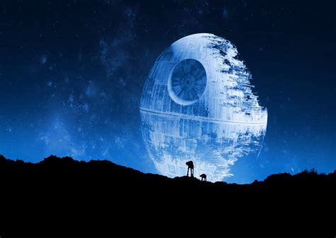 Amazon.com : BELECO 10x8ft Fabric Blue Death Star Backdrop for ...
