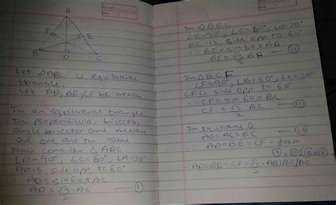 Prove that the medium of an equilateral triangle are equal - Brainly.in