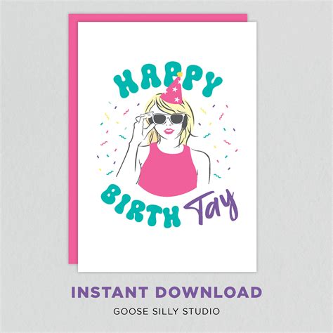 PRINTABLE Taylor Swift Birthday Card - Etsy