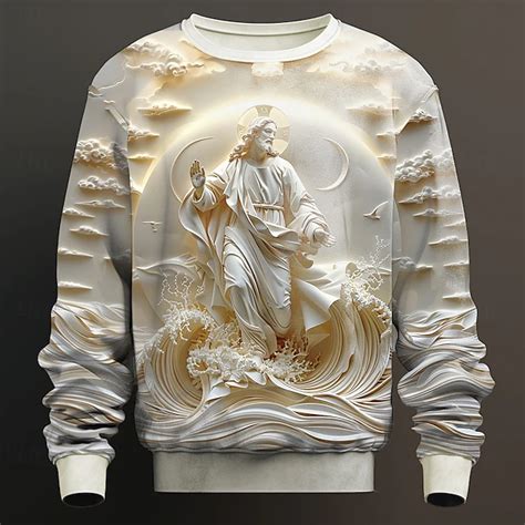 Men's Jesus Sweatshirt Sweatshirt Long Sleeve Sweatshirt Crew Neck ...