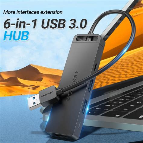 USB 3.0 to USB 3.0*3/TF/SD/Micro-B HUB 0.15M Black ABS Type