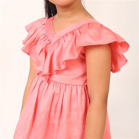 100% Cotton Pink Tier Frill Neck Dress– Cuddly Buddly