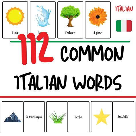 Italian Flashcards - 112 Common Italian Words - Italian for Beginners ...