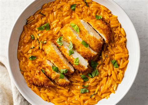 Creamy Tomato Orzo with Crispy Parmesan Chicken | America's Test Kitchen